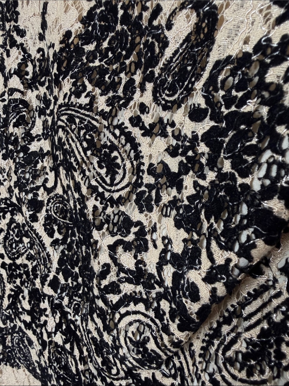 Kay Unger Black White Paisley Lace Cocktail Dress Size 6 - Picture 3 of 8